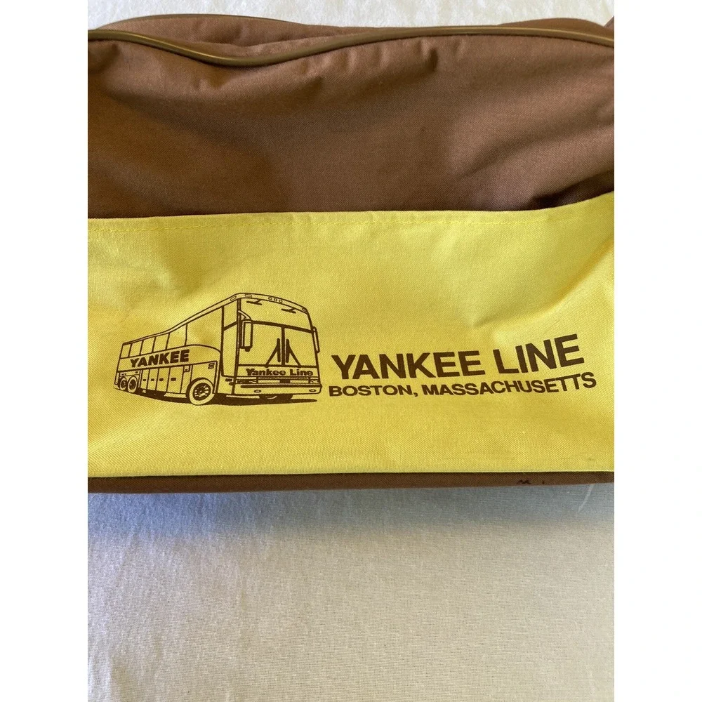 Vintage 70's Duffle Bag Yankee Line Boston Brown/Yellow Strap Retro